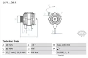 Generator 14 V BOSCH 0 986 081 960