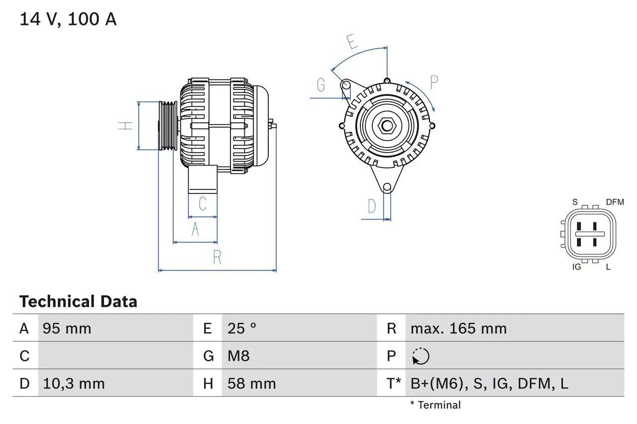 Generator 14 V BOSCH 0 986 082 010