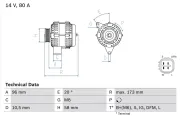 Generator 14 V BOSCH 0 986 082 040