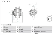 Generator 14 V BOSCH 0 986 082 050