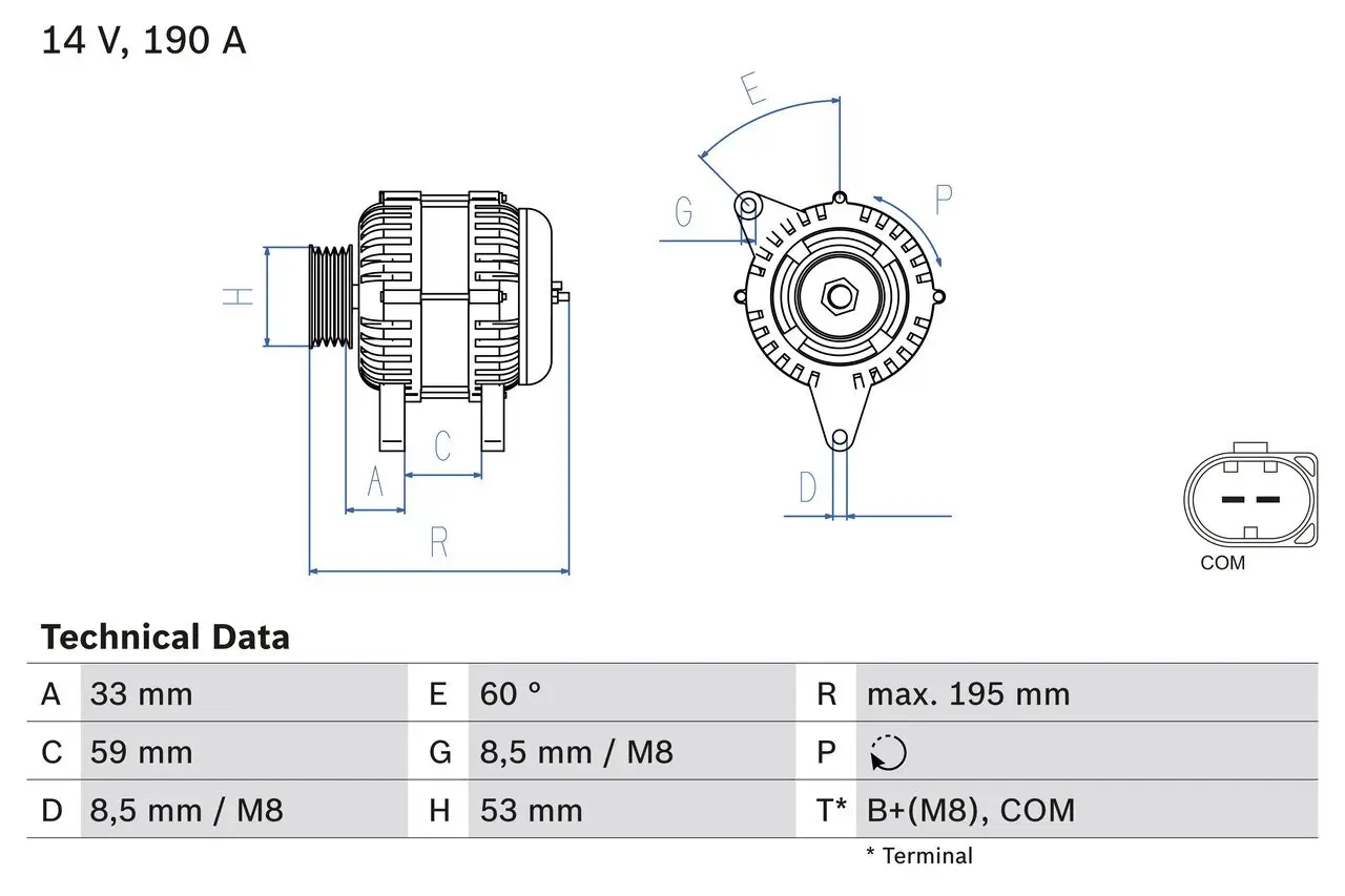 Generator 14 V BOSCH 0 986 082 140