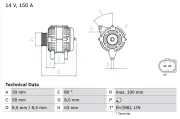 Generator 14 V BOSCH 0 986 082 160