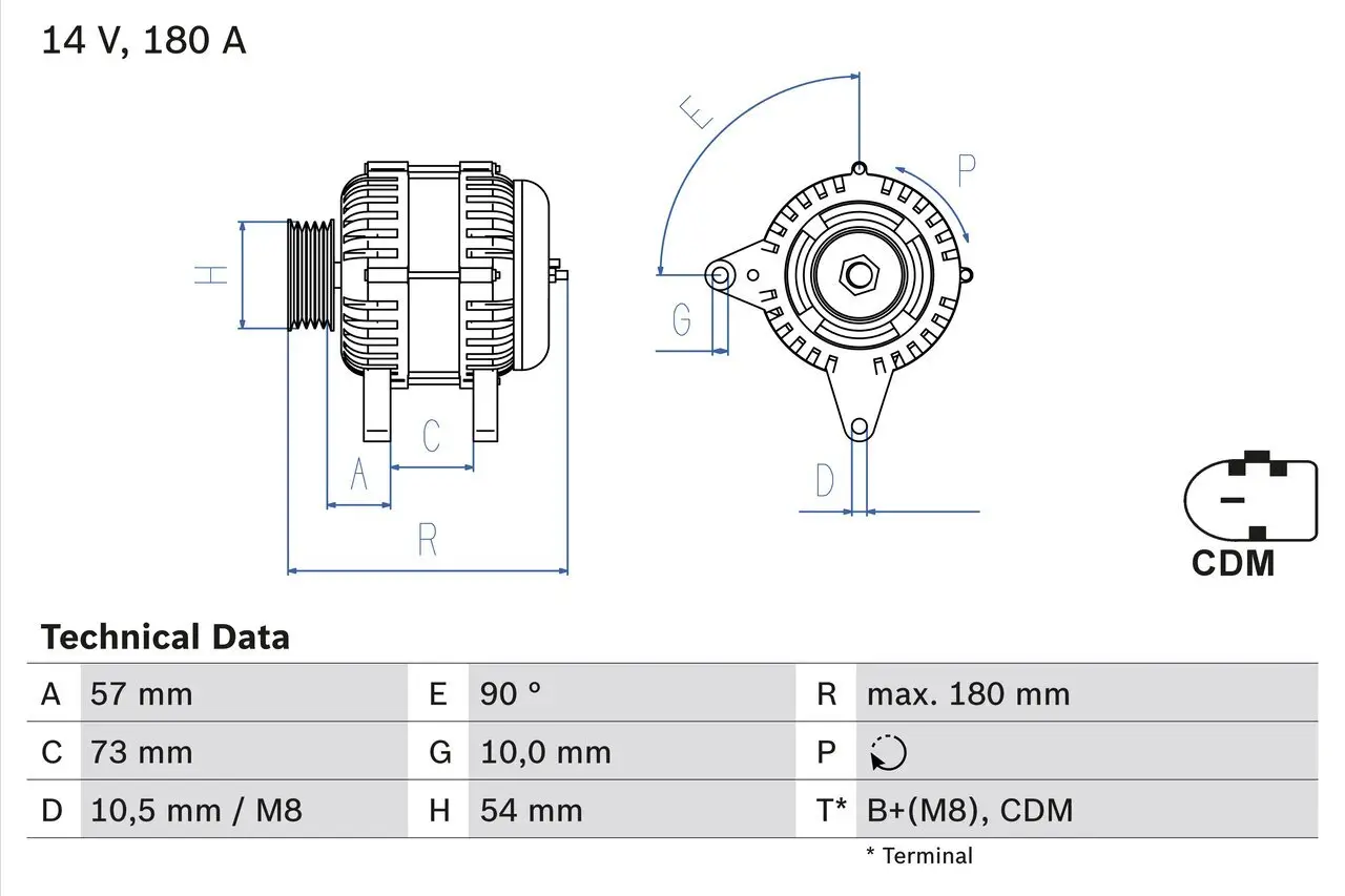 Generator 14 V BOSCH 0 986 082 200