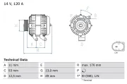 Generator 14 V BOSCH 0 986 082 220