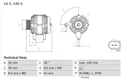 Generator 14 V BOSCH 0 986 082 230