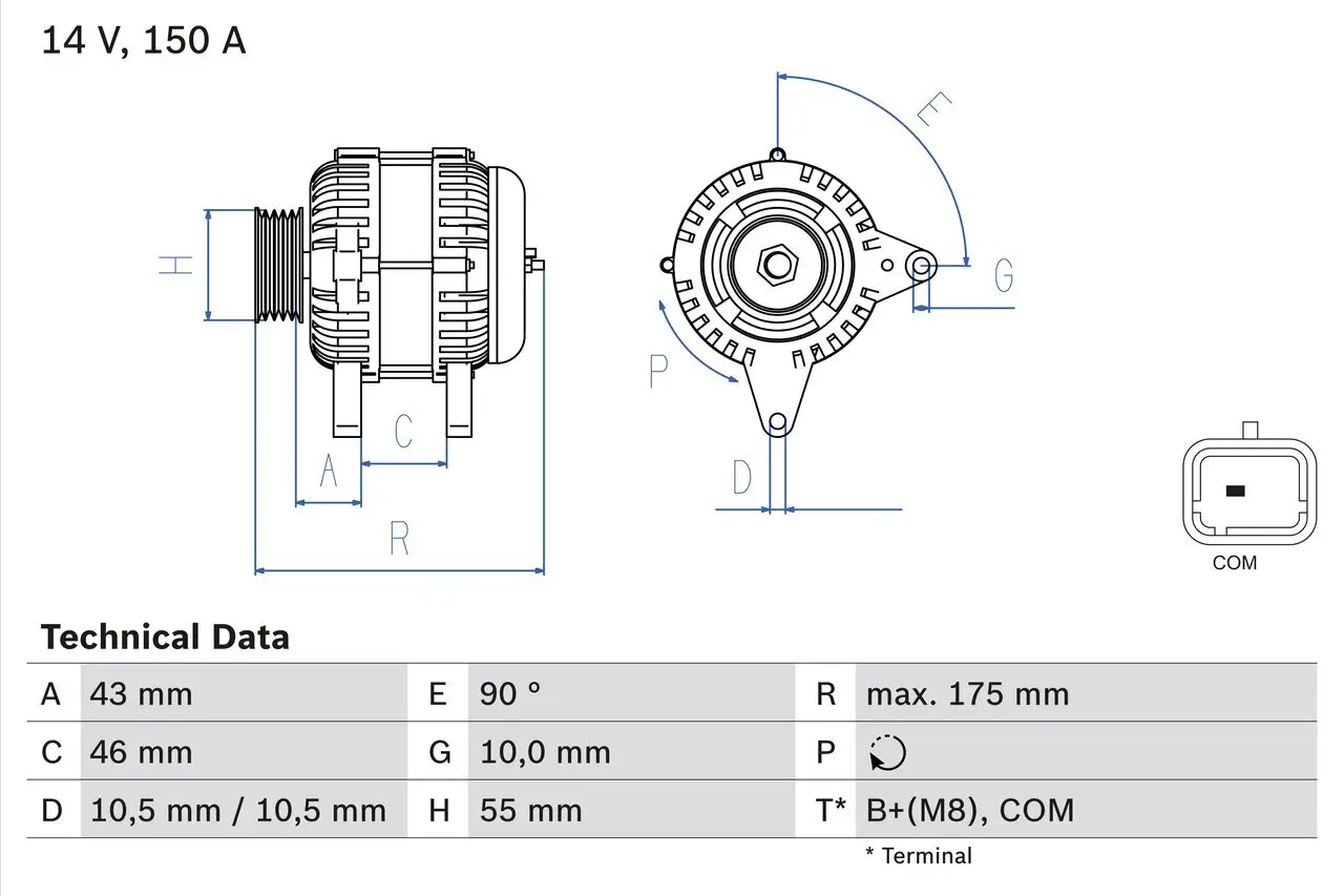 Generator 14 V BOSCH 0 986 082 240