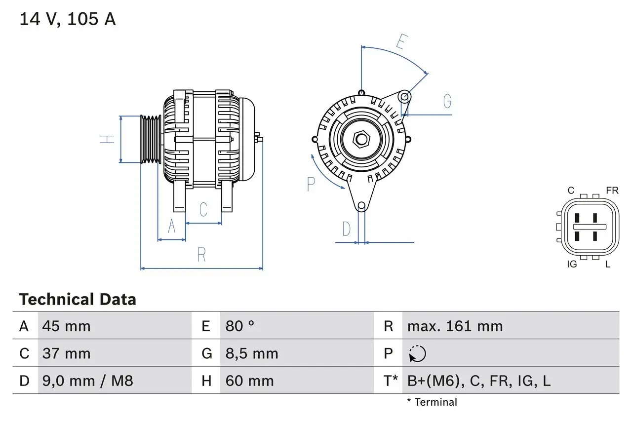 Generator 14 V BOSCH 0 986 082 410