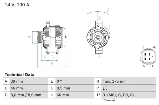 Generator 14 V BOSCH 0 986 082 420 Bild Generator 14 V BOSCH 0 986 082 420