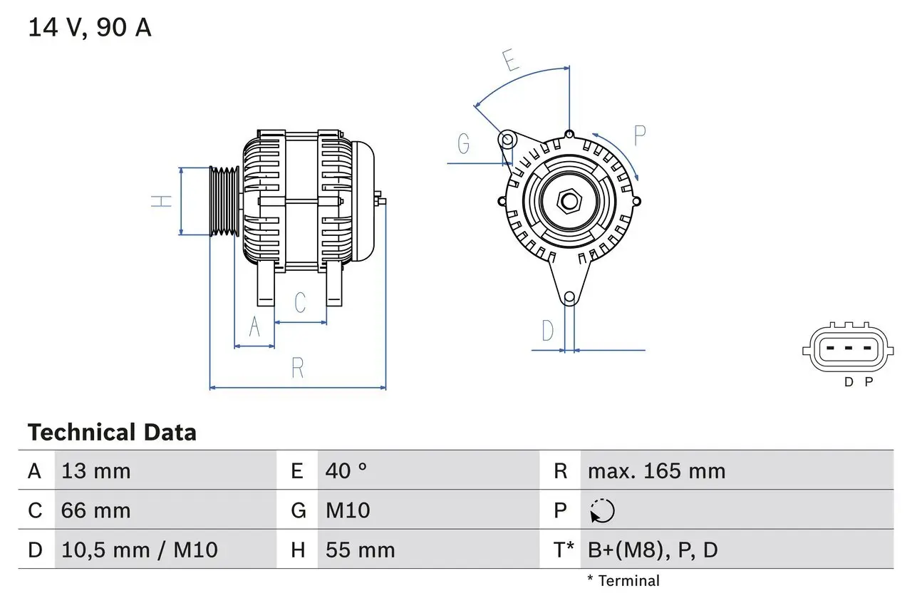 Generator 14 V BOSCH 0 986 082 430