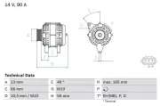 Generator 14 V BOSCH 0 986 082 430