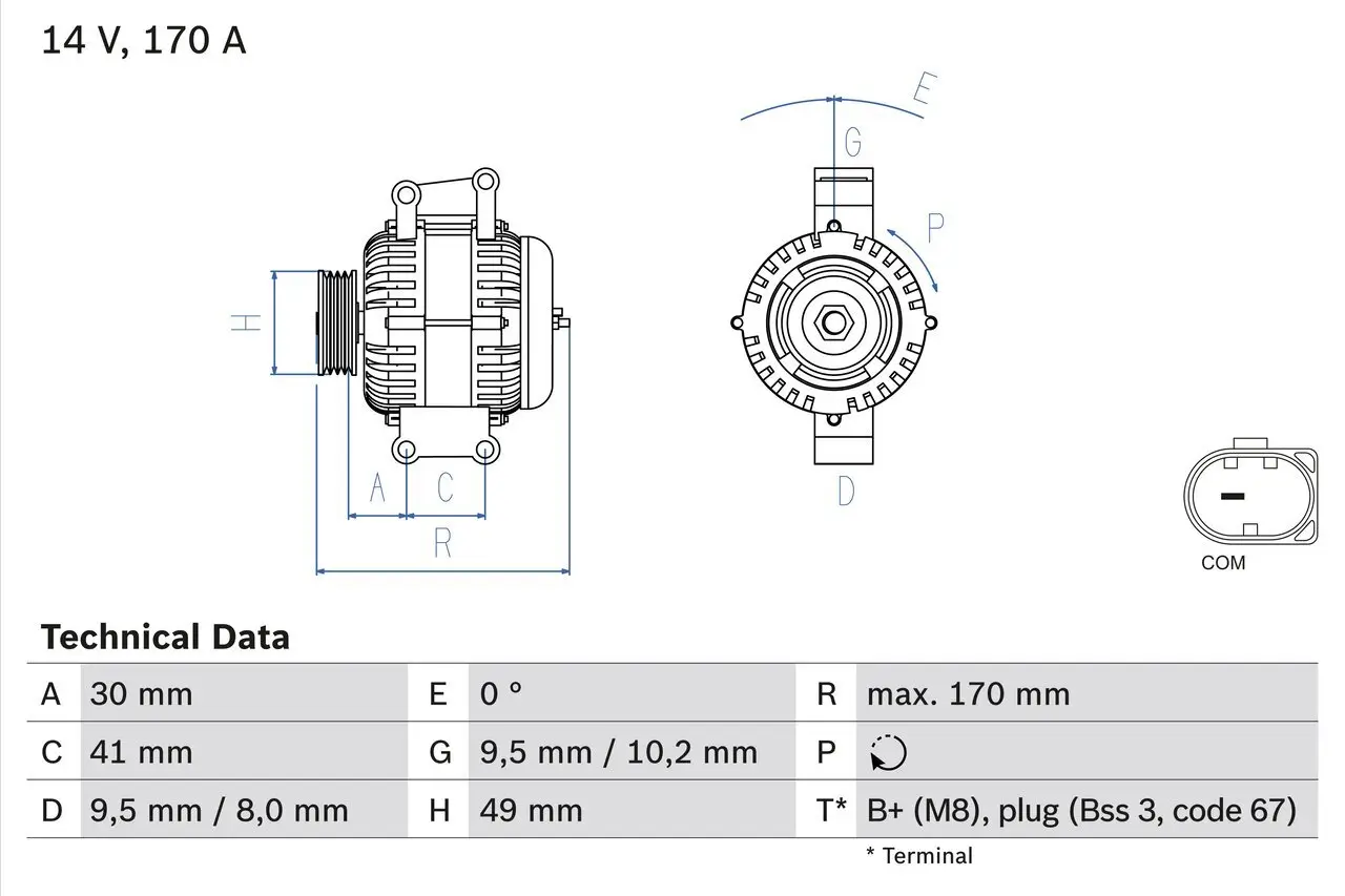 Generator 14 V BOSCH 0 986 082 480