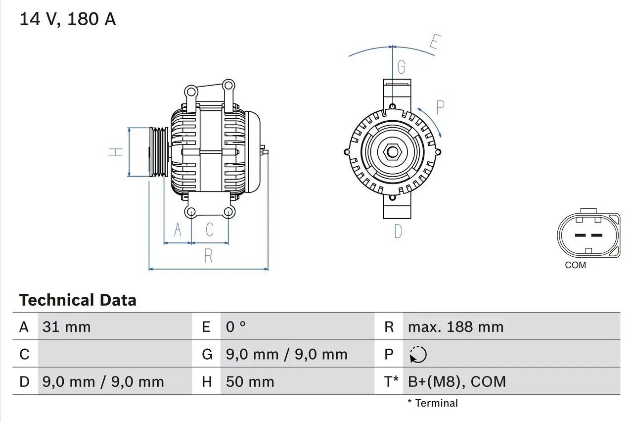 Generator 14 V BOSCH 0 986 082 500