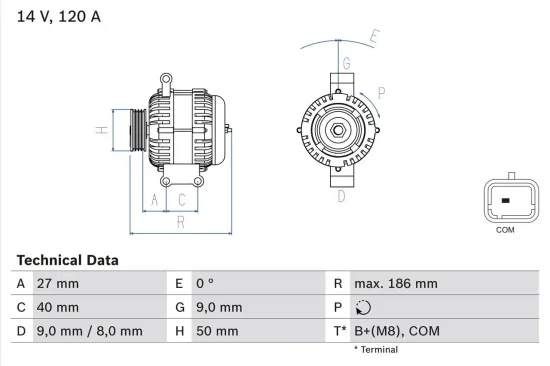 Generator 14 V BOSCH 0 986 082 570 Bild Generator 14 V BOSCH 0 986 082 570