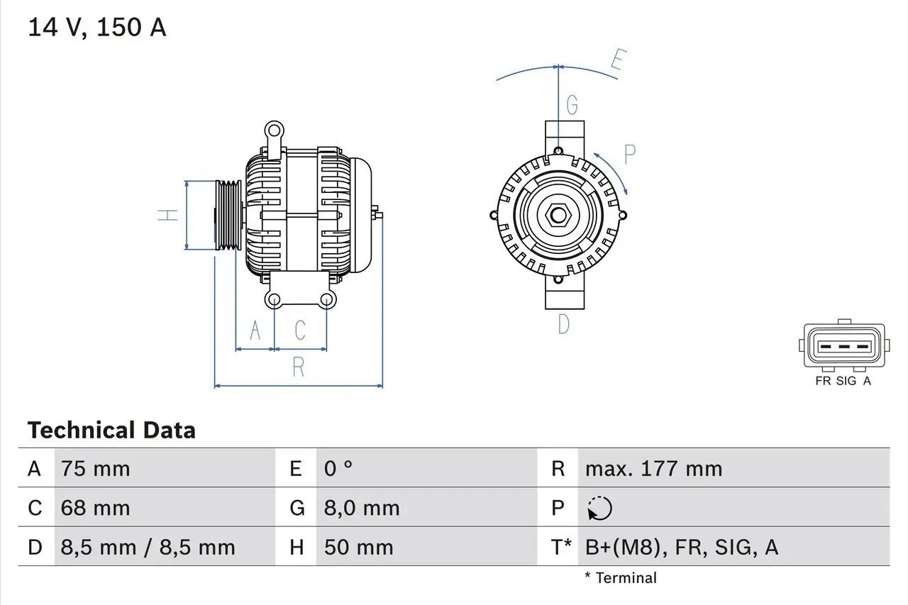 Generator 14 V BOSCH 0 986 082 590