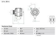 Generator 14 V BOSCH 0 986 082 710