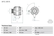Generator 14 V BOSCH 0 986 082 730