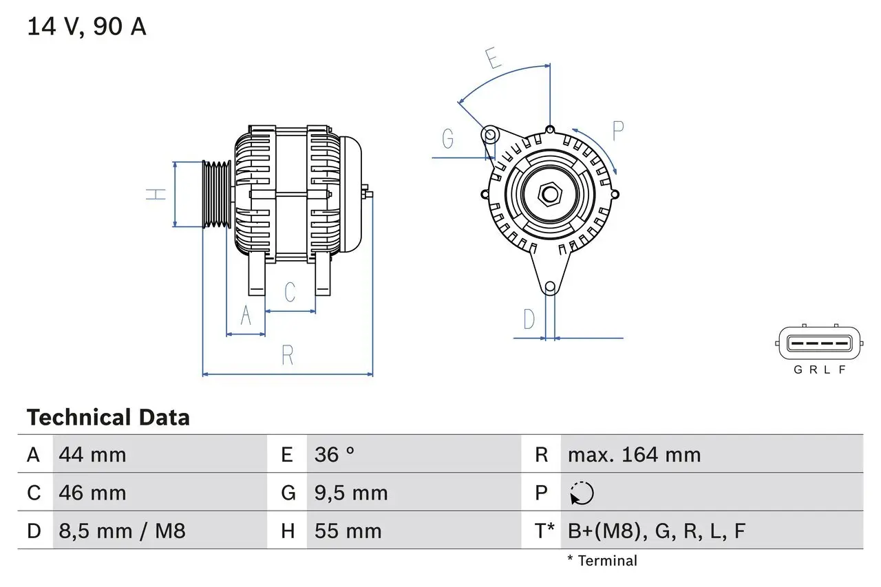 Generator 14 V BOSCH 0 986 082 750