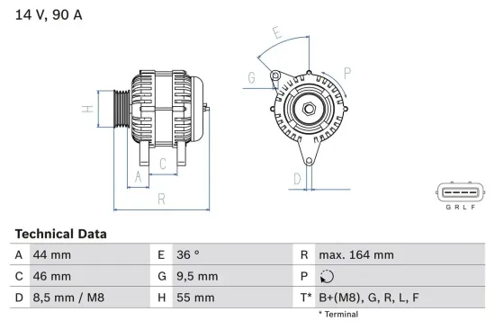 Generator 14 V BOSCH 0 986 082 750 Bild Generator 14 V BOSCH 0 986 082 750