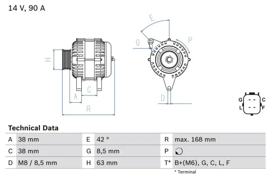 Generator 14 V BOSCH 0 986 082 790 Bild Generator 14 V BOSCH 0 986 082 790