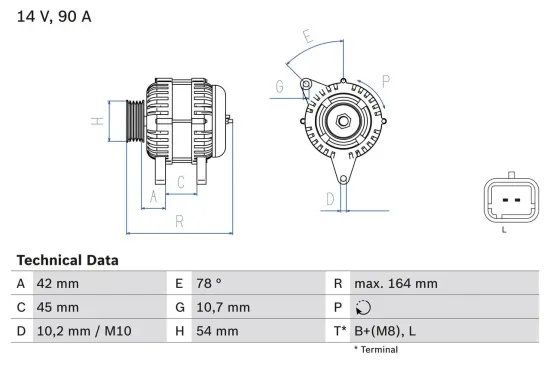 Generator 14 V BOSCH 0 986 082 810 Bild Generator 14 V BOSCH 0 986 082 810