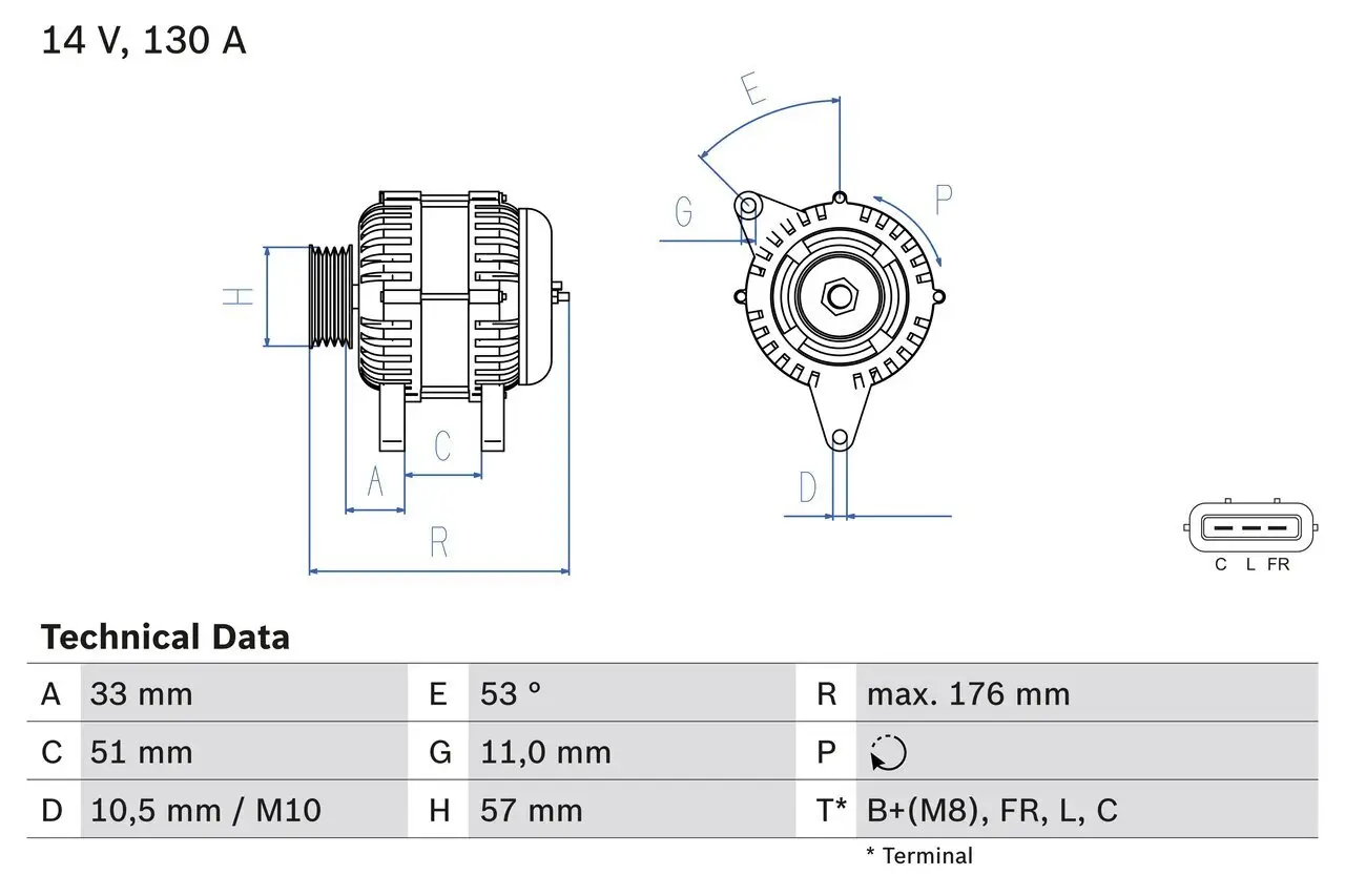 Generator 14 V BOSCH 0 986 082 820