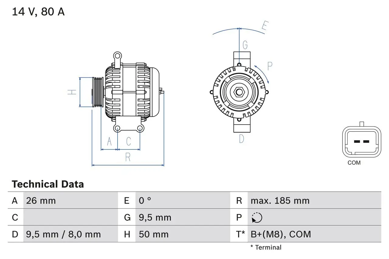 Generator 14 V BOSCH 0 986 082 880