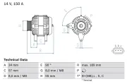 Generator 14 V BOSCH 0 986 083 040