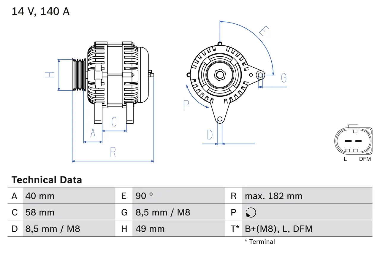 Generator 14 V BOSCH 0 986 083 050