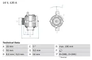 Generator 14 V BOSCH 0 986 083 180