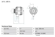 Generator 14 V BOSCH 0 986 083 210