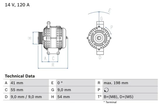 Generator 14 V BOSCH 0 986 083 320 Bild Generator 14 V BOSCH 0 986 083 320