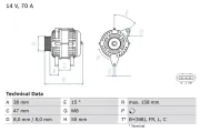 Generator 14 V BOSCH 0 986 083 510