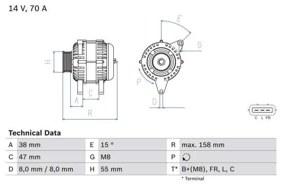 Generator 14 V BOSCH 0 986 083 510 Bild Generator 14 V BOSCH 0 986 083 510