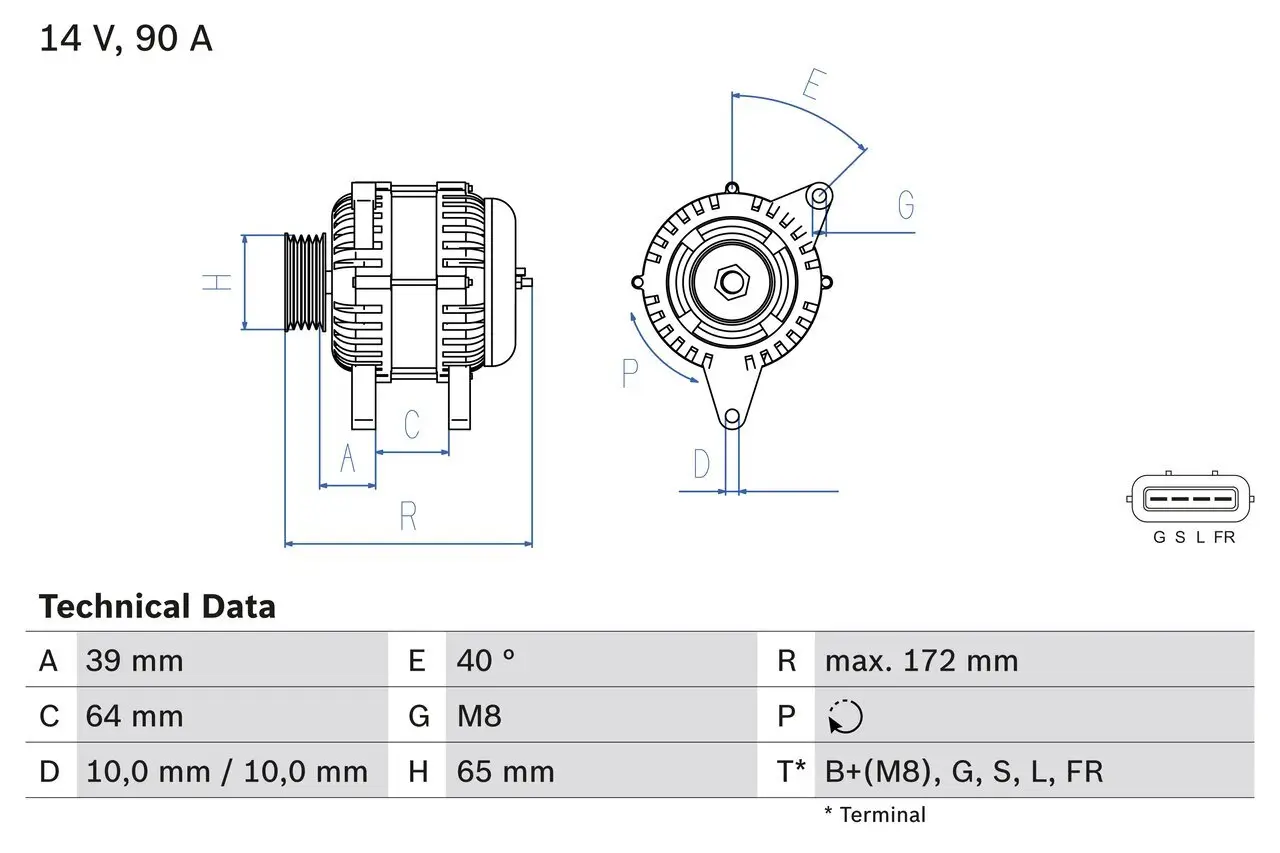 Generator 14 V BOSCH 0 986 083 630