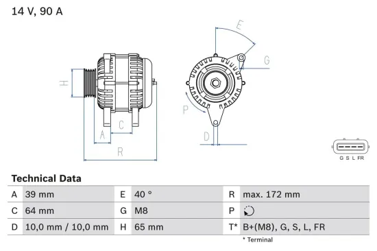 Generator 14 V BOSCH 0 986 083 630 Bild Generator 14 V BOSCH 0 986 083 630