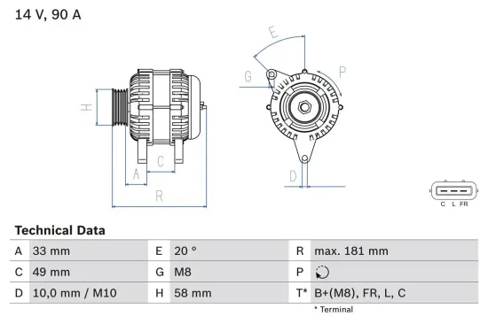 Generator 14 V BOSCH 0 986 083 650 Bild Generator 14 V BOSCH 0 986 083 650