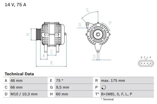 Generator 14 V BOSCH 0 986 083 770 Bild Generator 14 V BOSCH 0 986 083 770