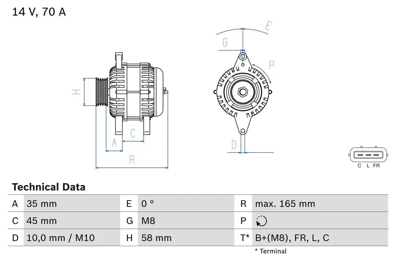 Generator 14 V BOSCH 0 986 083 780