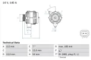 Generator 14 V BOSCH 0 986 083 820