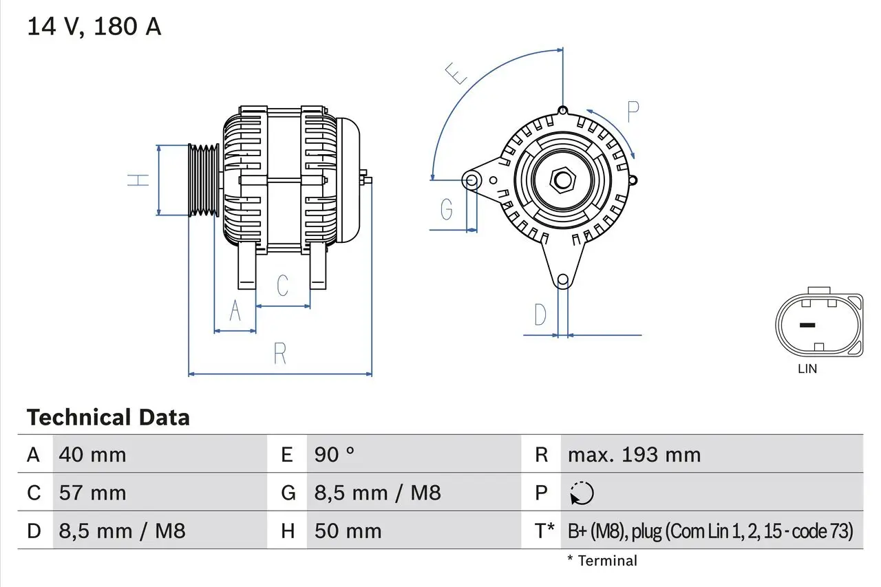 Generator 14 V BOSCH 0 986 083 850