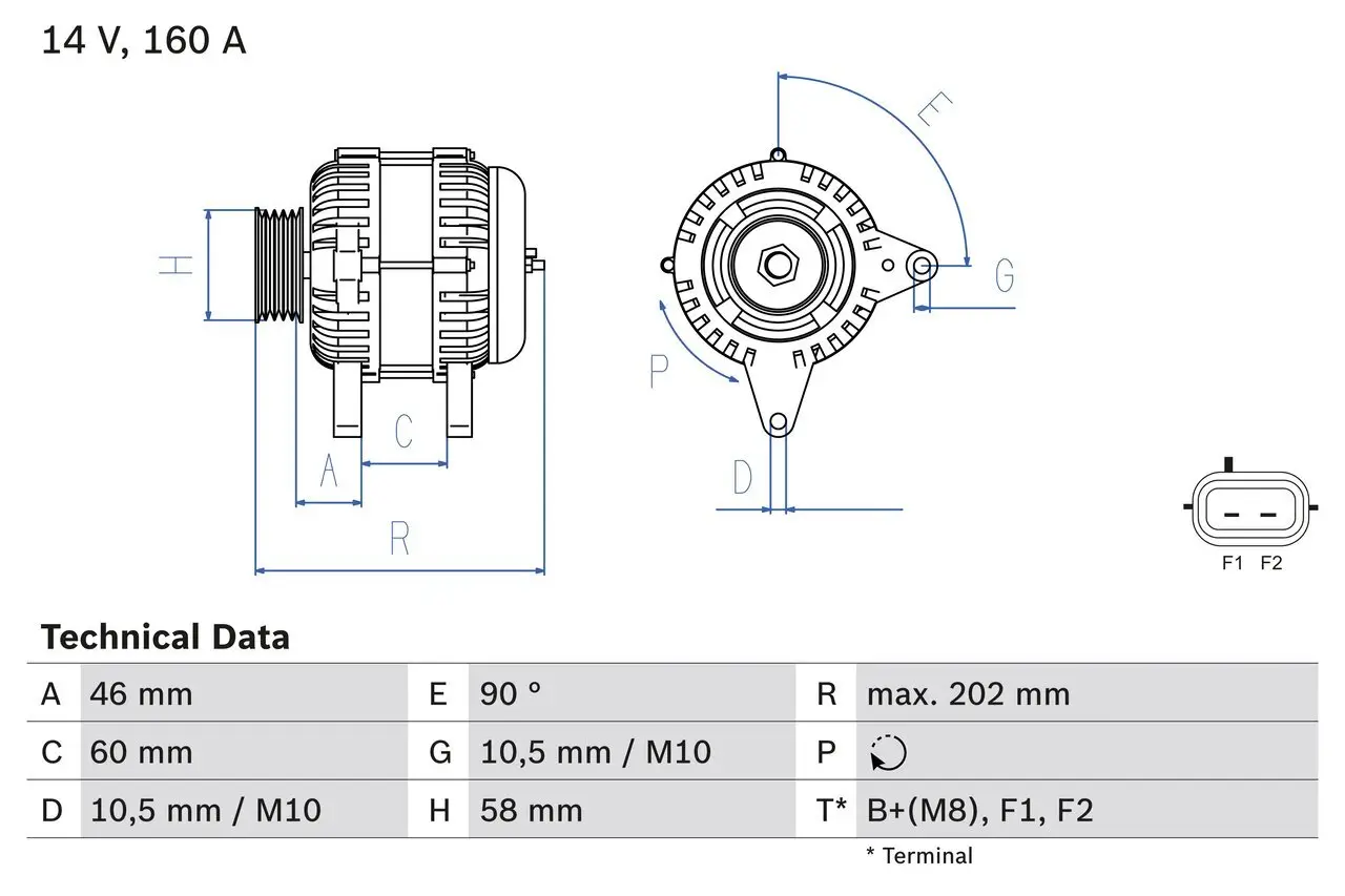 Generator 14 V BOSCH 0 986 083 900