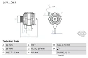 Generator 14 V BOSCH 0 986 083 970