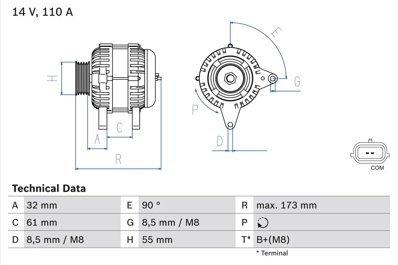 Generator 14 V BOSCH 0 986 083 980