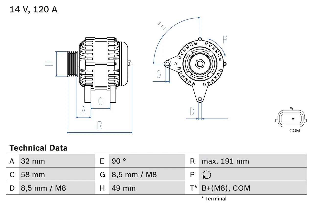 Generator 14 V BOSCH 0 986 084 000