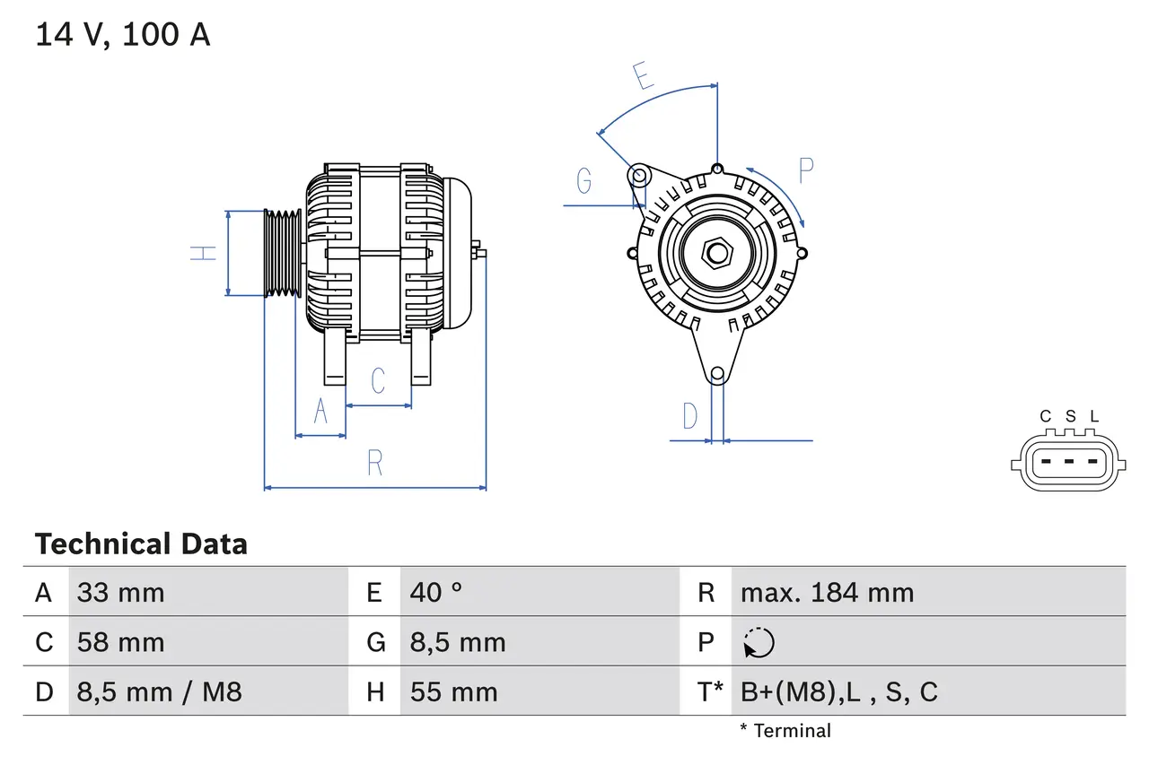 Generator 14 V BOSCH 0 986 084 020