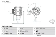 Generator 14 V BOSCH 0 986 084 070