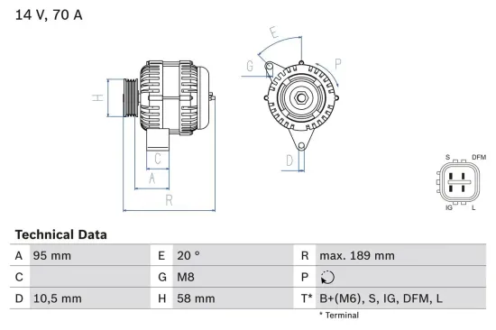 Generator 14 V BOSCH 0 986 084 110 Bild Generator 14 V BOSCH 0 986 084 110