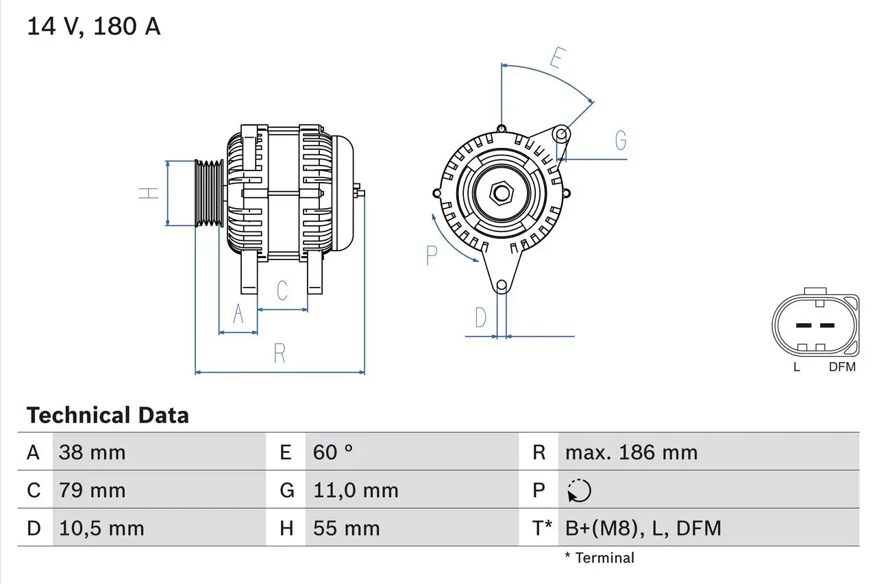 Generator 14 V BOSCH 0 986 084 140