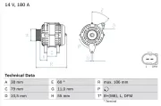 Generator 14 V BOSCH 0 986 084 140