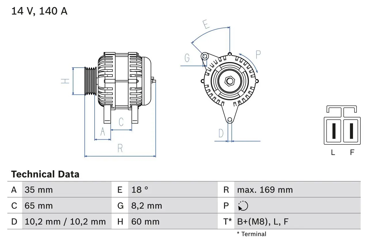 Generator 14 V BOSCH 0 986 084 150